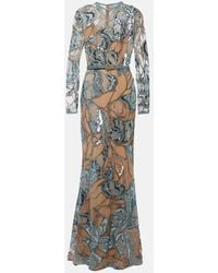 Elie Saab - Verzierte Robe Aus Einem Seidengemisch - Lyst