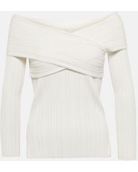Veronica Beard - Yesenia Ribbed-knit Off-shoulder Top - Lyst