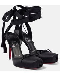 Christian Louboutin - Cassia Lace Up 100 Satin Crepe Pumps - Lyst