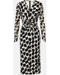 Diane von Furstenberg - Libra Printed Gathered Midi Dress - Lyst