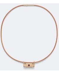 Marie Lichtenberg - Heart Smash 18Kt And Leather Locket Necklace With Garnet - Lyst