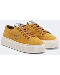 Miu Miu - Suede Platform Sneakers - Lyst
