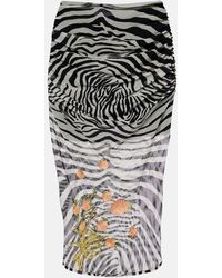 Blumarine - Printed Sheer Mesh Midi Skirt - Lyst