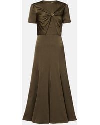 Roland Mouret - Gathered Crepe Satin Midi Dress - Lyst