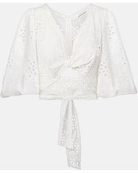Alexandra Miro - Broderie Anglaise Cotton Crop Top - Lyst