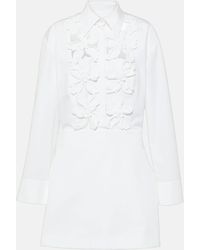 Valentino - Embroidered Cotton Poplin Minidress - Lyst