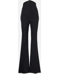 McQueen - High-Rise Wool Flared Pants - Lyst