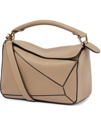 Loewe Puzzle Small Leather Shoulder Bag - Natural