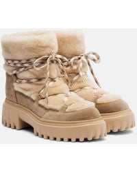 Hogan - Shearling And Suede Ankle Boots - Lyst