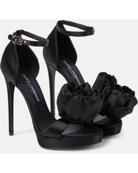 Dolce & Gabbana - Keira Floral-applique Satin Sandals - Lyst