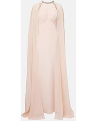 Roland Mouret - Embellished Caped Silk Chiffon Gown - Lyst