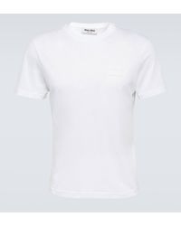 Miu Miu - Logo Cotton Jersey T-shirt - Lyst