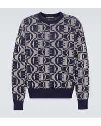 Acne Studios - Face Wool And Cotton Jacquard Sweater - Lyst