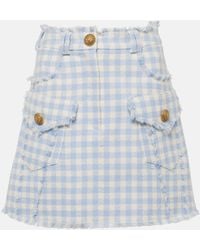 Balmain - Checked Cotton-blend Tweed Miniskirt - Lyst
