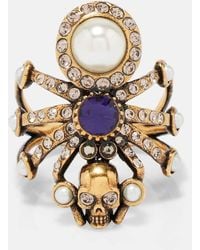 McQueen - Anello Spider Con Cristalli - Lyst