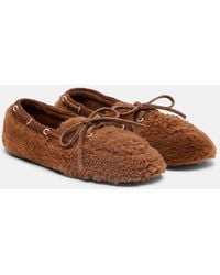 Miu Miu - Suede-Trimmed Shearling Boat Shoes - Lyst