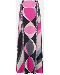 PUCCI - Marmo Jersey Satin Maxi Skirt - Lyst