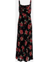 RIXO London - Benedict Floral Silk-blend Velvet Midi Dress - Lyst