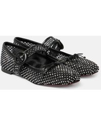 Christian Louboutin - Mamastrapitina Crystal-Embellished Mesh And Leather Ballet Flats - Lyst