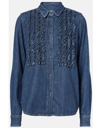 Nili Lotan - Lexa Ruffled Denim Shirt - Lyst