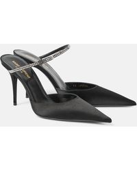 Saint Laurent - Barbara 90 Embellished Satin Mules - Lyst