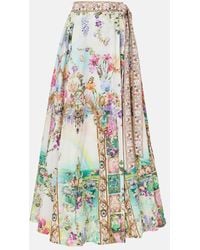CAMILLA - Printed Cotton Wrap Skirt - Lyst