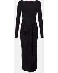 STAUD - Ruched Jersey Midi Dress - Lyst