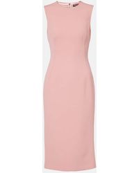 Dolce & Gabbana - Vestido Midi De Lana Virgen - Lyst