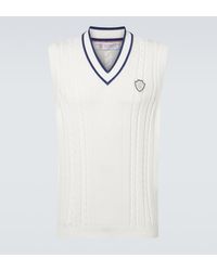 Brunello Cucinelli - Cable-Knit Embroidered Cotton Sweater Vest - Lyst
