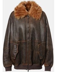 Brunello Cucinelli - Monili Shearling-Trimmed Leather Blouson Jacket - Lyst