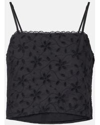 Posse - Salma Embroidered Cropped Cotton Top - Lyst