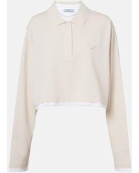 Prada - Cotton Pique And Jersey Polo Shirt - Lyst