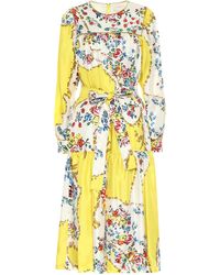 Tory Burch Bedrucktes Midikleid aus Seidensatin - Gelb