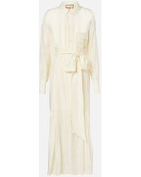 Plan C - Vestido Camisero De Seda Con Cinturon - Lyst