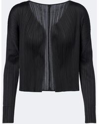 Pleats Please Issey Miyake - Basics Pleated Cardigan - Lyst