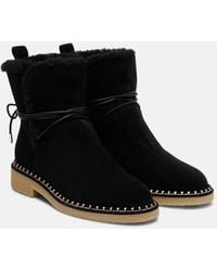 Aquazzura - Megeve Shearling-Trimmed Suede Ankle Boots - Lyst