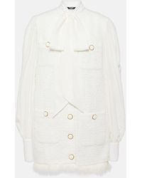 Balmain - Bow-Detail Cotton-Blend Tweed Minidress - Lyst