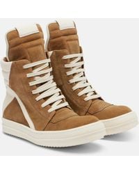 Rick Owens - Geobasket Suede High-Top Sneakers - Lyst