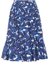 MSGM Falda estampada a media pierna de algodón - Azul