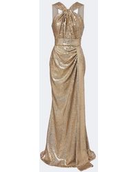 Elie Saab - Draped Sequined Halterneck Gown - Lyst