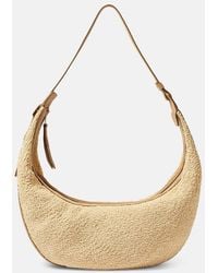 KHAITE - Augustina Suede-Trimmed Raffia Shoulder Bag - Lyst
