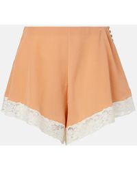 Chloé - Shorts Aus Seide Mit Spitze - Lyst