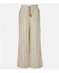 Ulla Johnson - Josephine Striped Cotton Wide-Leg Pants - Lyst