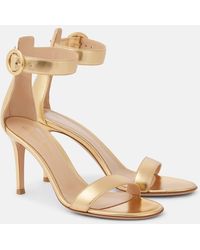 Gianvito Rossi - Sandalias Portofino 85 De Piel Metalizada - Lyst