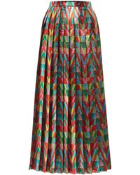Valentino Pleated Jacquard Midi Skirt - Multicolour