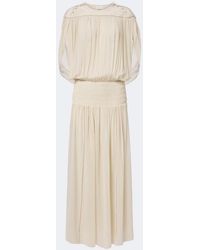 Isabel Marant - Nesrine Beaded Shirred Silk Maxi Dress - Lyst
