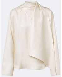 Loulou de Saison - Gala Draped Scarf-Detail Silk Twill Top - Lyst
