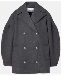 Ganni - Oversize-Cabanjacke Aus Einem Wollgemisch - Lyst