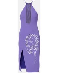 David Koma - Asymmetric Embellished Floral Midi Dress - Lyst