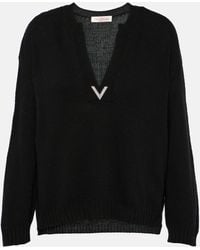 Valentino - Logo Virgin Wool Sweater - Lyst